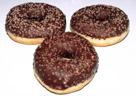 Chocolate doughnuts with nuts
