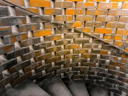 View of the stairs, with colorful brick wall, clipart