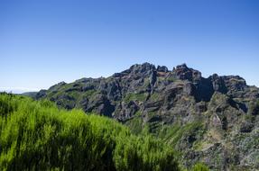 mountains against a blue sky