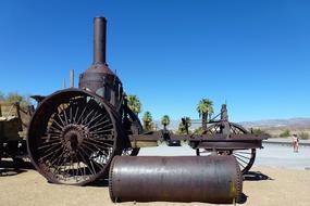 steam engine in an abandoned industrial park