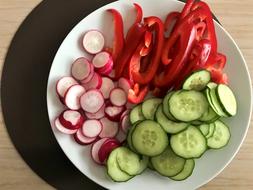 Sliced healthy vegetables on a plate
