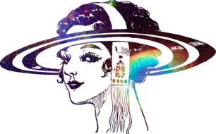 unusual girl space rainbow