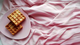 fried waffles on a pink plate