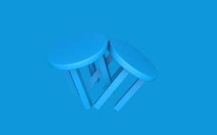 Clipart with the render blue stools, at blue background