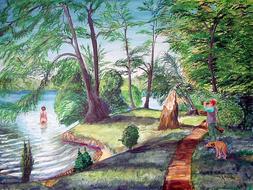 nature swim lake hunting dog