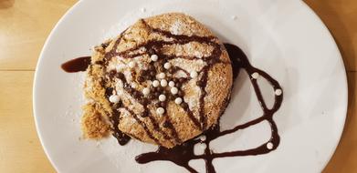 Cookies with chocolate syrup