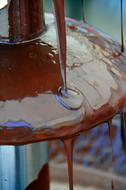 thin trickle on a chocolate dessert