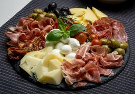 meat snacks with olives