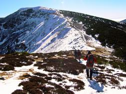 winter mountains land people