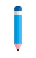 blue wooden pencil on transparent background
