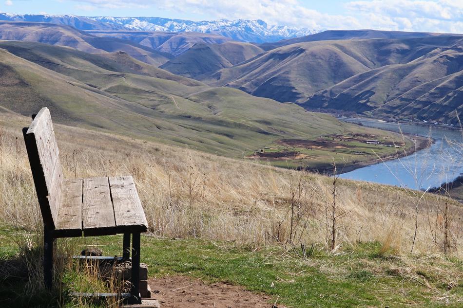 standing bench by the river