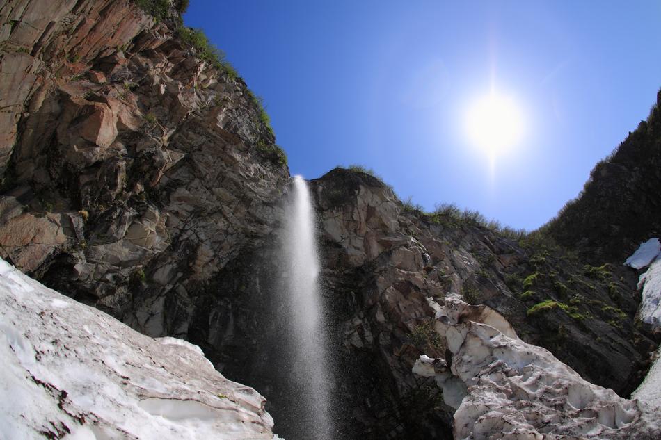 sunlight at the waterfall