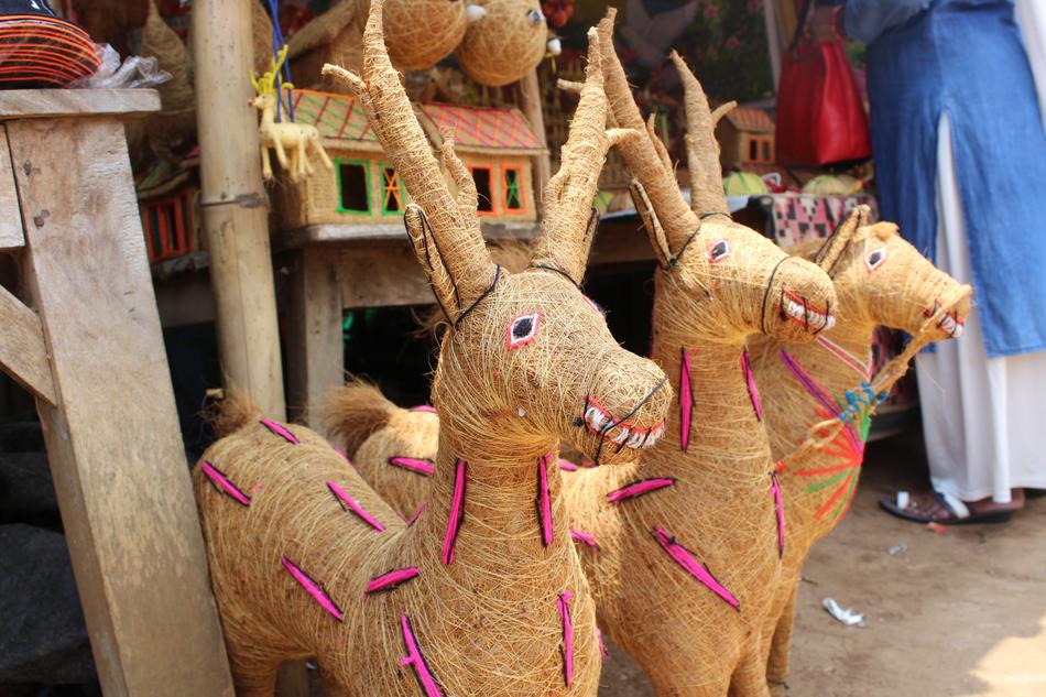 donkey sculptures hay view