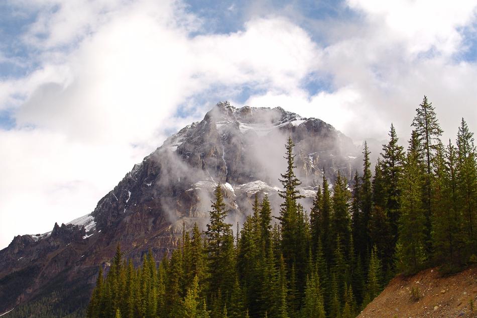 mountains clouds forest beautiful