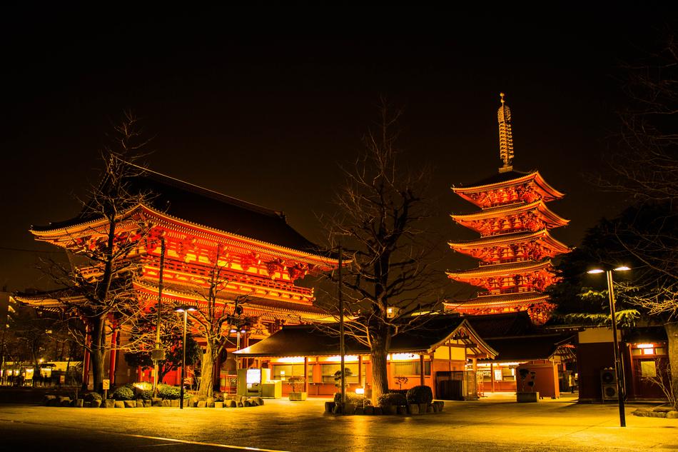 Japan Temple Night Senso-Ji