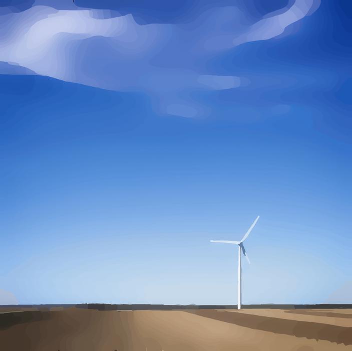 windmill landscape clouds field