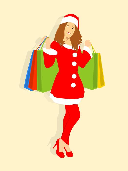 santa shopping smiling
