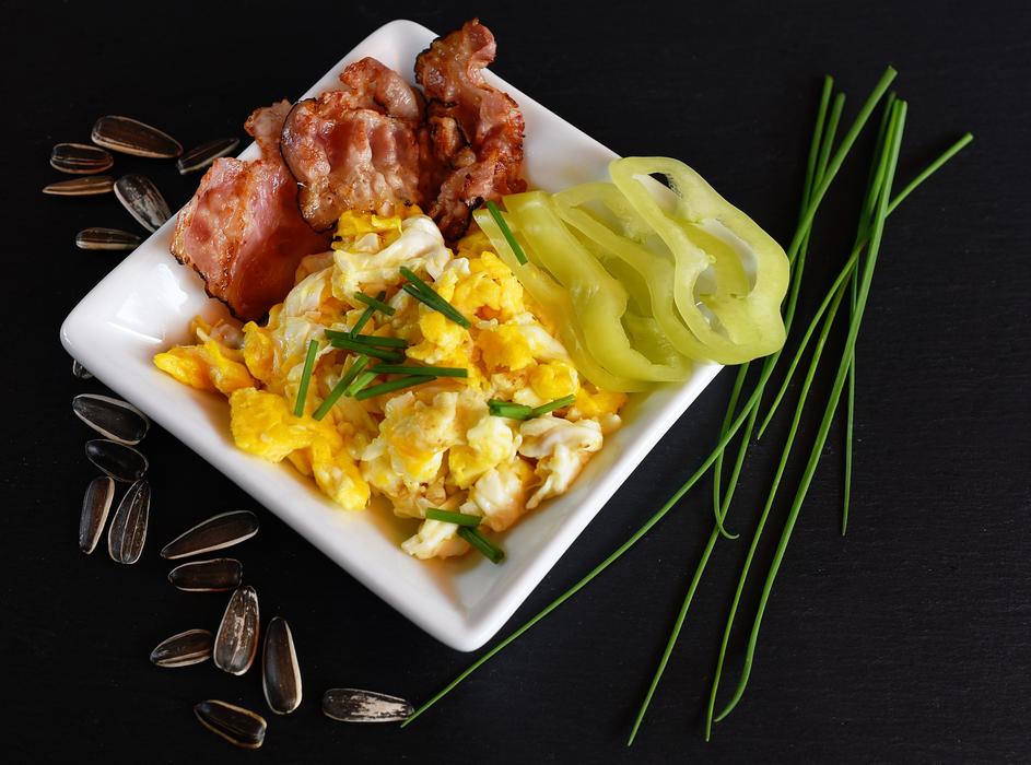 salted bacon and eggs