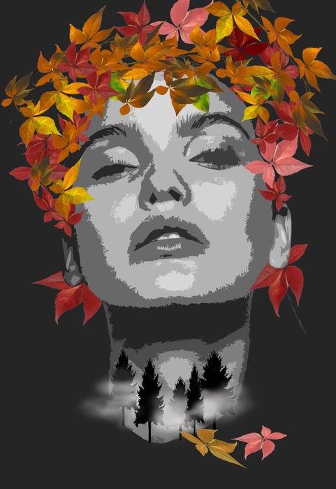 the girl's fall is beautiful.