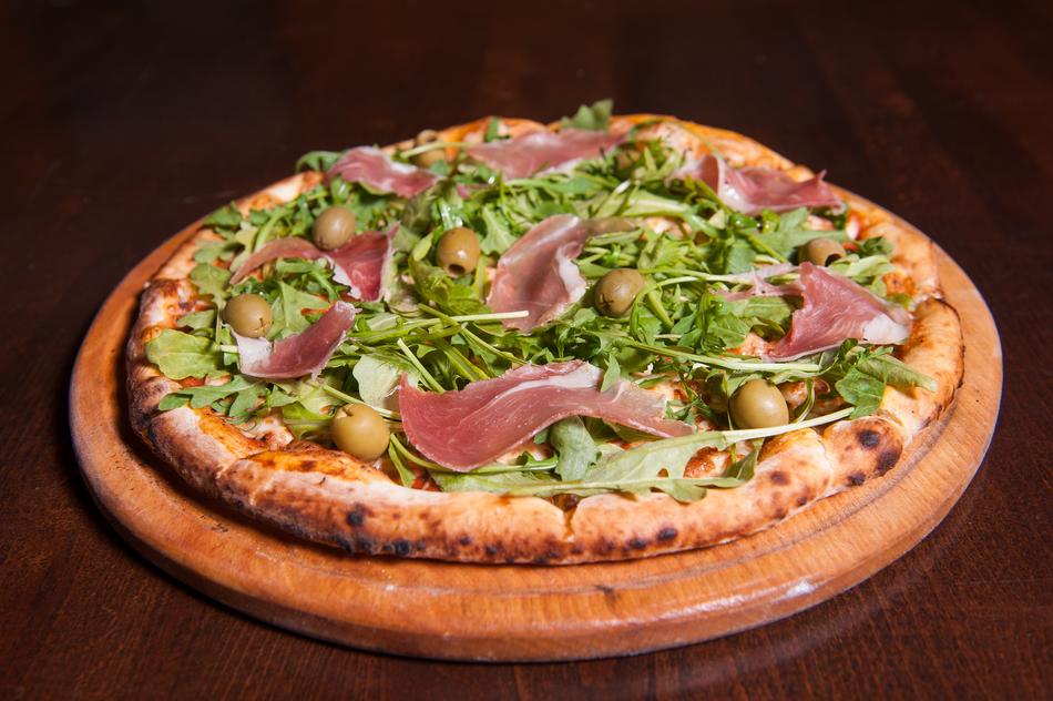 meat pizza with vegetables
