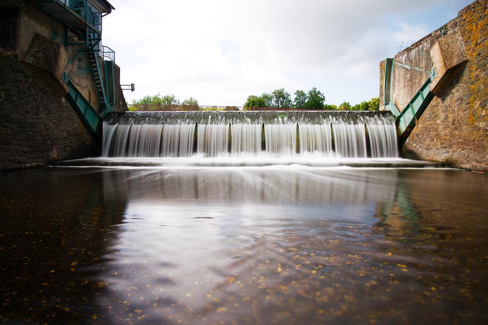 a magnificent waterfall in the lake