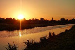 Sunset Waterway Reflection