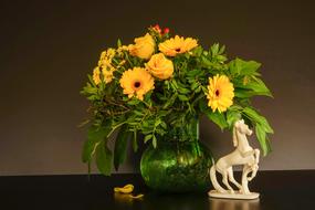 Still Life Bouquet Horse Sculpture
