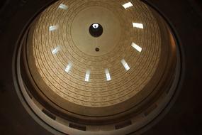 Beautiful and decorated round ceiling with light, in Leipzig, Germany