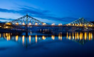 Bridge illuminated by night lights