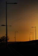 Silhouette Streetlights Sunset