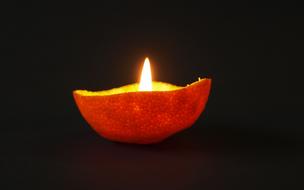 Tangerine peel from a candle