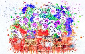 flowers pot art abstract