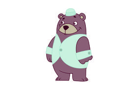 Clipart of the cute and beautiful, pink and violet Teddy bear with hat, at white background, clipart