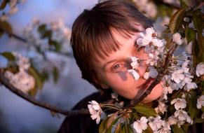 Portrait of Girl at flowers Garden