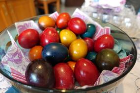 colorful eggs in a plate