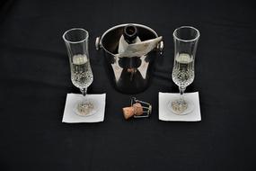 Bottle and Glasses Of Sparkling Wine