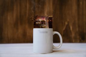 beautiful photo of a mug with the city
