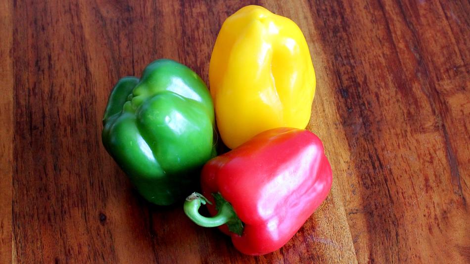 colored peppers in a plate