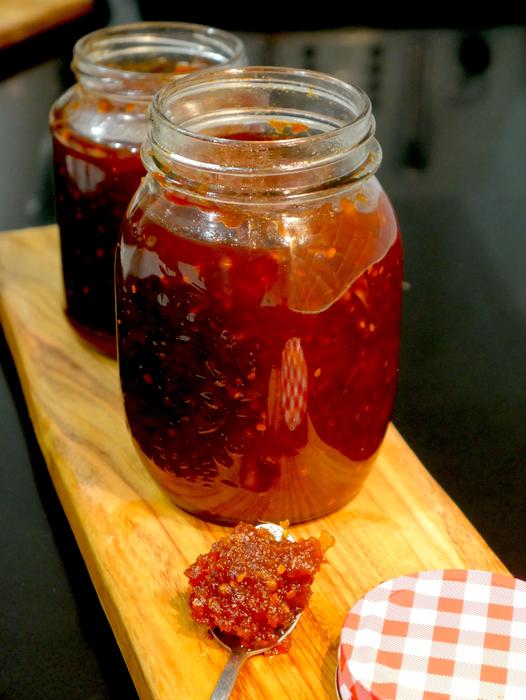 Strawberry jam in a jar