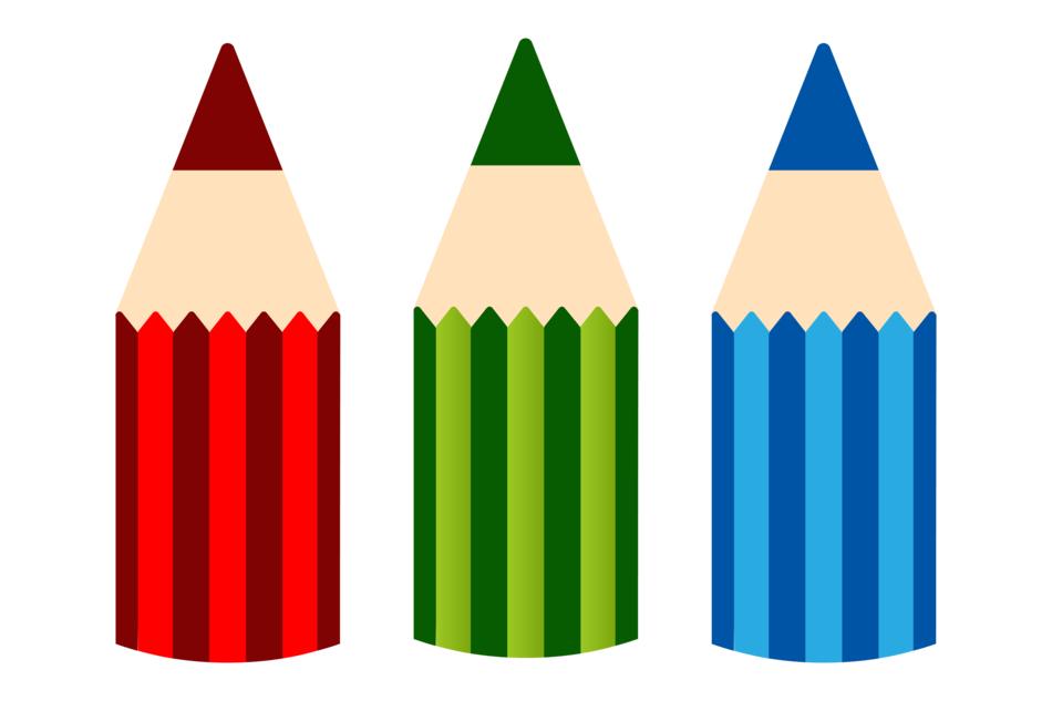 Models of the colorful pencils, with the lines, at white background, clipart