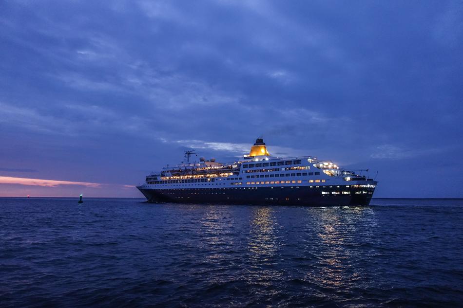 Cruise Ship Saga Sapphire Sea at evening