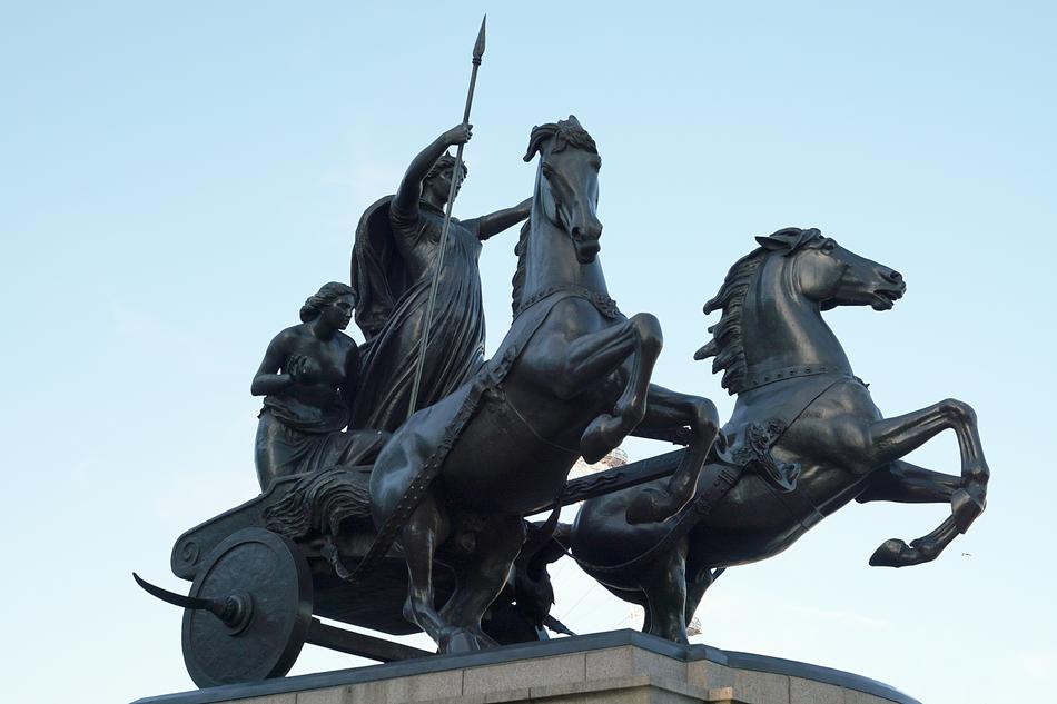 black horse sculptures