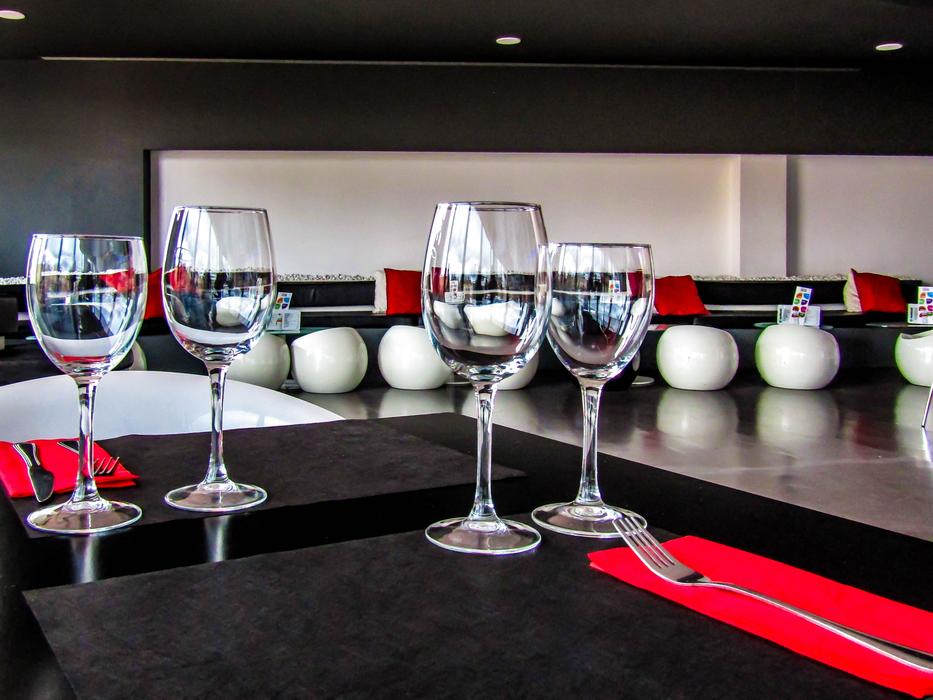 beautiful wine glasses in the kitchen