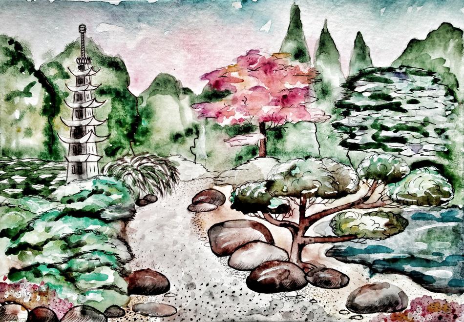 japanese garden east nature water