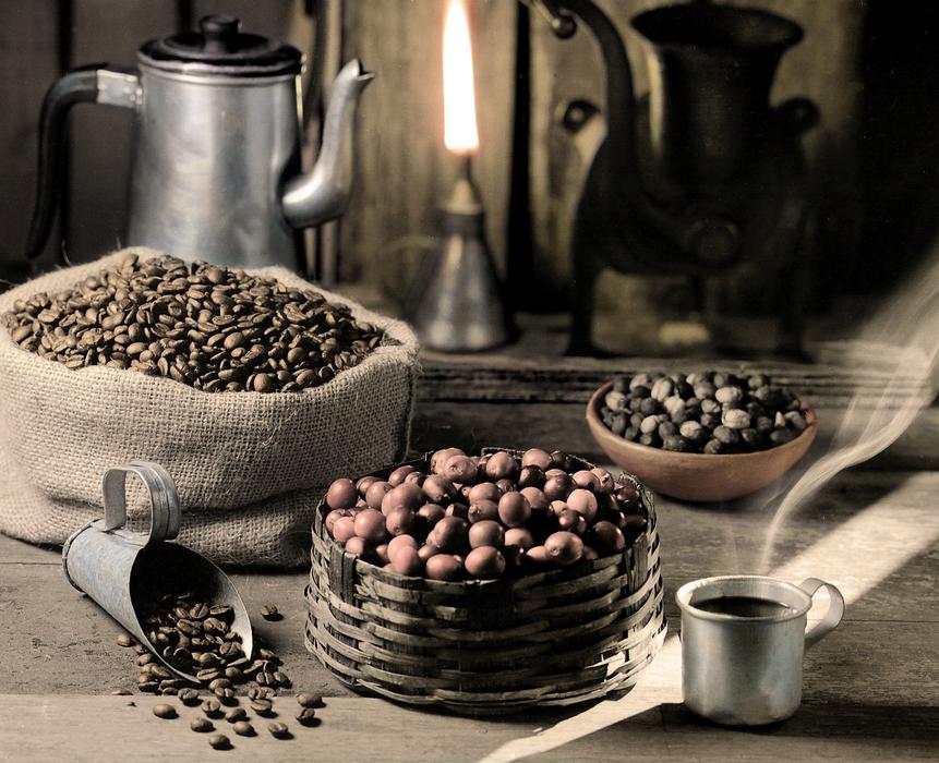 coffee tasty beans in a plate