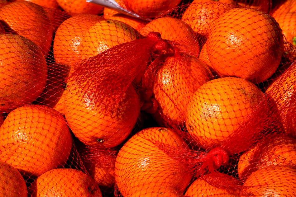 juicy oranges in a bag