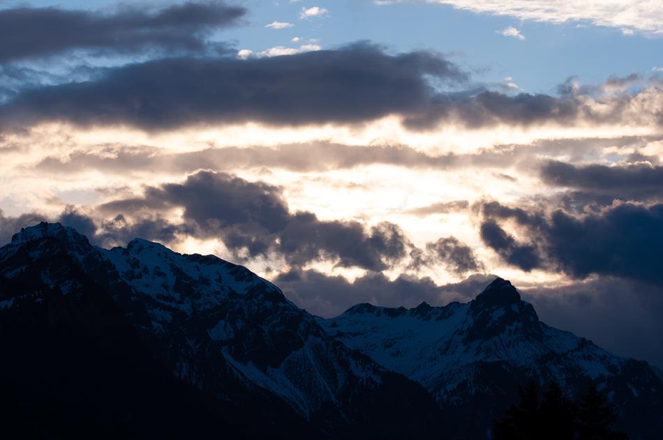 snowy mountain in the clouds landscape