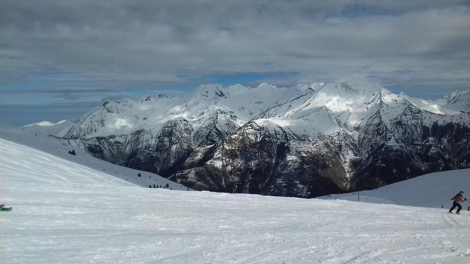 snowy weather with mountains landscape