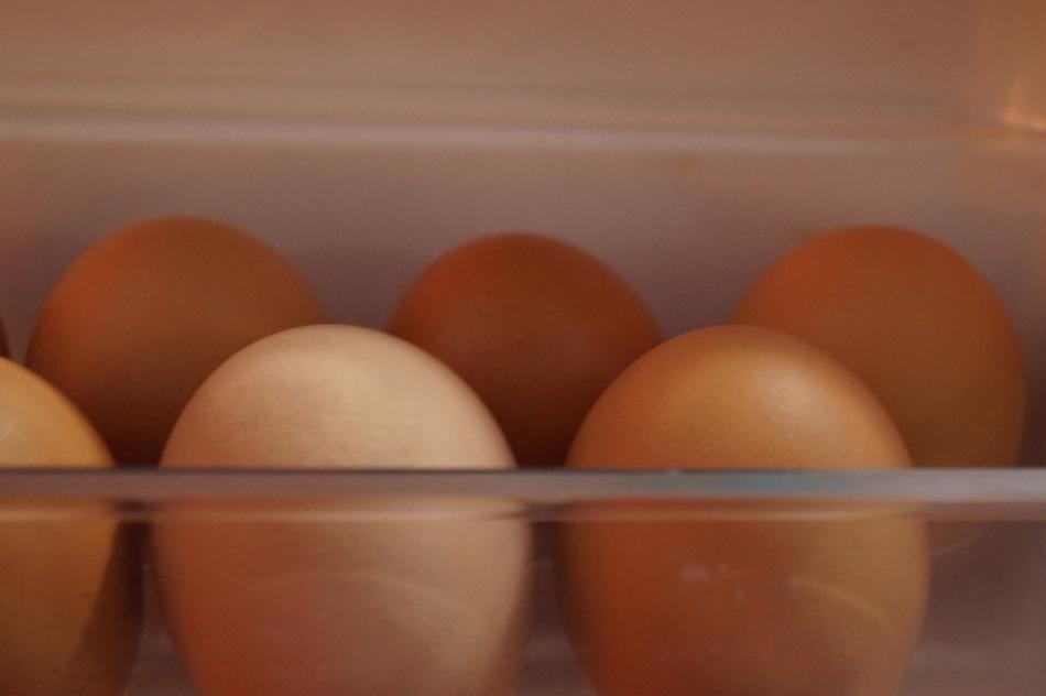 fresh raw eggs in the fridge