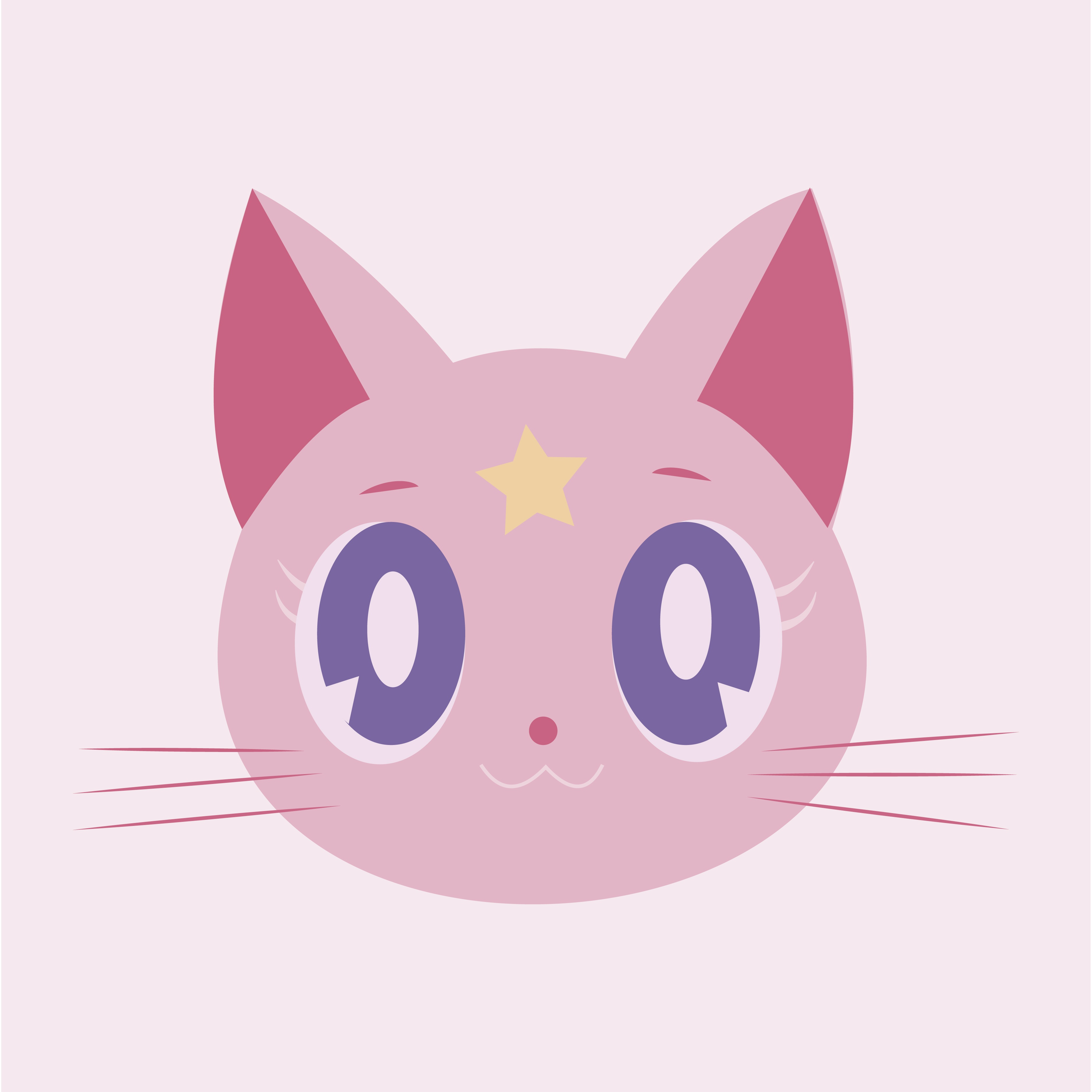 Котик на розовом фоне арт